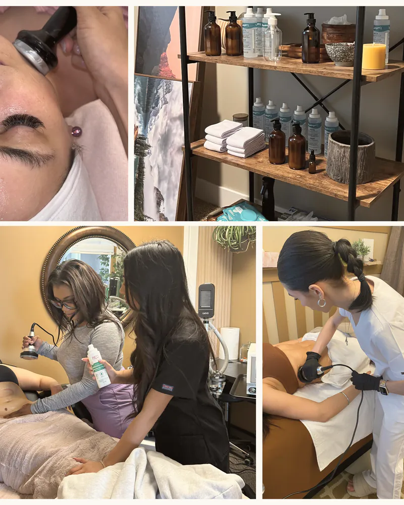Collage of skin and body treatments at Shaped JT